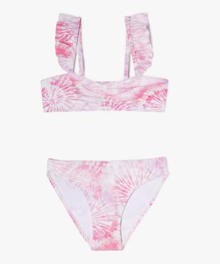 Maillot de bain 2 pièces tie-and-dye à bretelles volantées fille vue1 - GEMO 4G FILLE - GEMO
