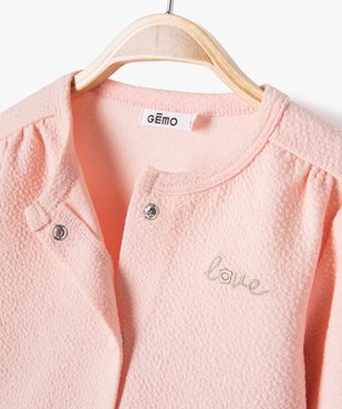 Gilet à boutons-pression bébé fille vue2 - GEMO(BEBE DEBT) - GEMO
