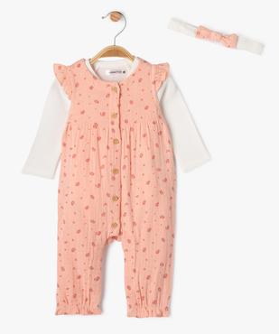 Ensemble 3 pièces salopette et body bébé fille - LuluCastagnette vue1 - LULUCASTAGNETTE - GEMO