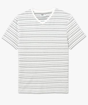 Tee-shirt à manches courtes et col V à rayures homme vue4 - GEMO 4G HOMME - GEMO