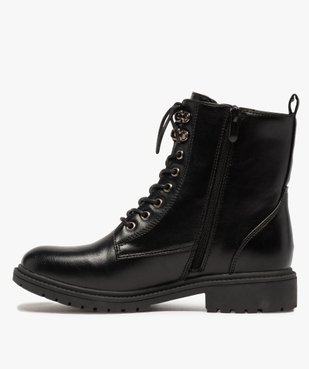 Boots femme unis à semelle crantée et zip décoratif vue3 - GEMO (CASUAL) - GEMO