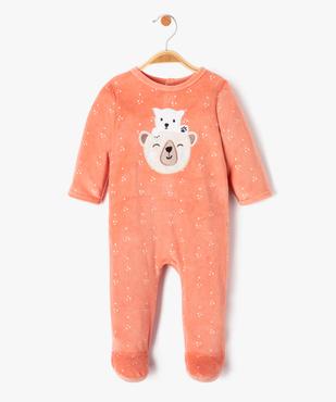 Pyjama bébé à pont-dos en velours à motifs ours vue2 - GEMO(BB COUCHE) - GEMO