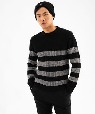 Pull rayé en grosse maille homme vue1 - GEMO (HOMME) - GEMO