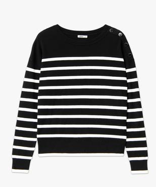 Pull rayé en maille fine avec col rond femme vue4 - GEMO 4G FEMME - GEMO
