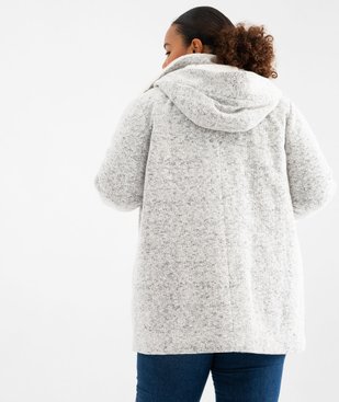 Manteau à capuche en maille bouclette et doublure peluche femme grande taille vue4 - GEMO (G TAILLE) - GEMO