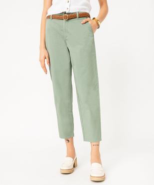 Pantalon en twill de coton avec ceinture tressée femme vue1 - GEMO(FEMME PAP) - GEMO
