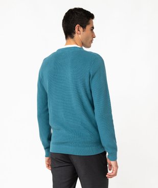 Pull col rond en coton uni homme vue3 - GEMO (HOMME) - GEMO