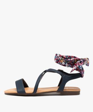 Sandales femme à talon plat et bride foulard vue3 - GEMO (CASUAL) - GEMO