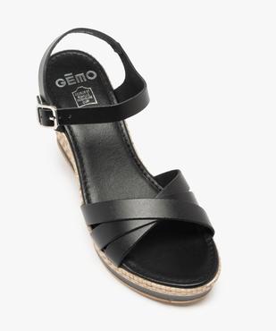 Sandales femme à talon compensé et brides unies en cuir vue5 - GEMO(URBAIN) - GEMO