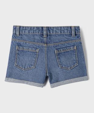 Short en jean à revers avec taille ajustable fille vue3 - GEMO 4G FILLE - GEMO