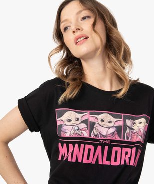 Tee-shirt femme à manches courtes avec motif – Star Wars vue2 - THE MANDALORIAN - GEMO