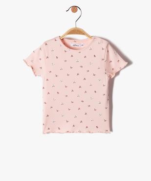 Tee-shirt à manches courtes en maille côtelée bébé fille vue1 - GEMO(BEBE DEBT) - GEMO