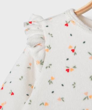 Pyjama en velours avec volants et motifs coeurs bébé fille vue2 - GEMO 4G BEBE - GEMO