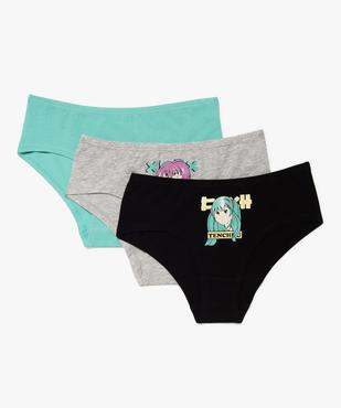 Shorties à motif manga en coton extensible fille (lot de 3) vue1 - GEMO 4G FILLE - GEMO