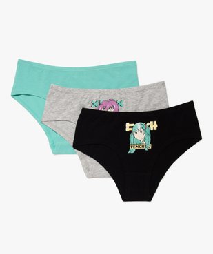 Shorties à motif manga en coton extensible fille (lot de 3) vue1 - GEMO 4G FILLE - GEMO