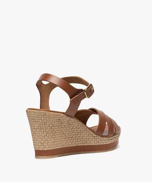 Sandales femme à talon compensé et brides unies en cuir vue4 - GEMO(URBAIN) - GEMO