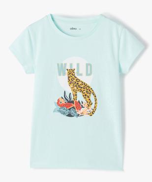 Tee-shirt fille à manches courtes imprimé panthère et paillettes vue1 - GEMO (ENFANT) - GEMO
