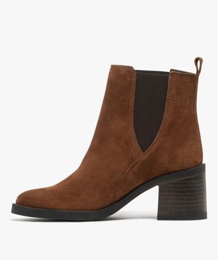 Bottines Chelsea en cuir à talon haut et large femme - Tanoo vue3 - TANEO - GEMO