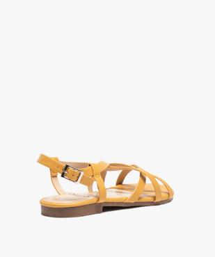 Sandales femme unies à talon plat et fines brides croisées vue4 - GEMO (CASUAL) - GEMO