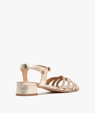 Sandales en cuir multibrides à talon large femme - Tanéo vue4 - TANEO - GEMO