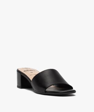 Mules femme à talon carré dessus cuir uni vue2 - GEMO(URBAIN) - GEMO