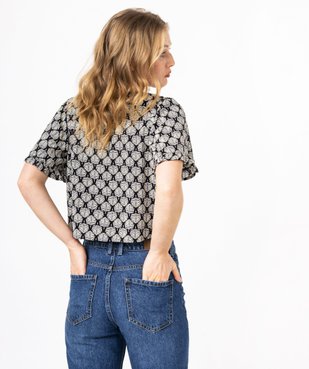 Blouse imprimée à manches courtes coupe courte femme vue3 - GEMO 4G FEMME - GEMO