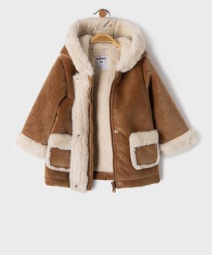 Manteau à capuche en velours doublure chaude bébé fille vue2 - GEMO(BEBE DEBT) - GEMO