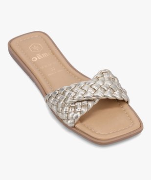 Mules femme à talon plat et bride tressée métallisée vue5 - GEMO (CASUAL) - GEMO