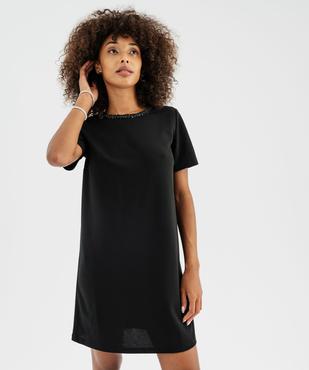 Robe manches courtes coupe droite et courte femme vue2 - GEMO(FEMME PAP) - GEMO