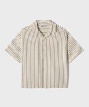 Chemise manches courtes à rayures multicolores et col cubain garçon vue1 - GEMO (JUNIOR) - GEMO