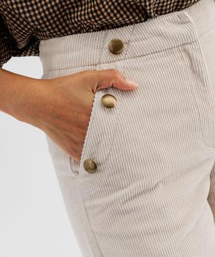 Pantalon large en velours côtelé à pont décoratif femme vue2 - GEMO(FEMME PAP) - GEMO