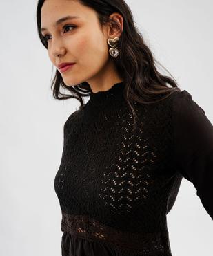 Pull effet 2-en-1 à manches chemise femme vue4 - GEMO 4G FEMME - GEMO