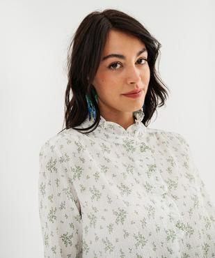 Chemise manches longues fleurie à col victorien femme vue2 - GEMO(FEMME PAP) - GEMO