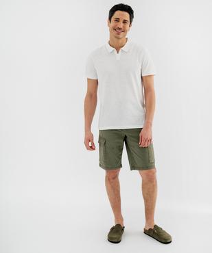 Polo manches courtes en jersey de coton flammé homme vue4 - GEMO 4G HOMME - GEMO