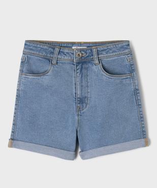 Short en toile denim avec taille haute ajustable fille vue1 - GEMO (JUNIOR) - GEMO