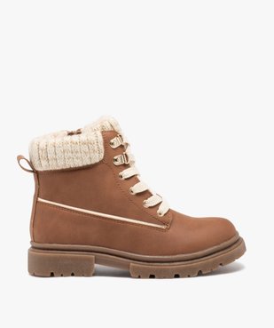 Boots fourrées fille unies avec col en maille et à zip vue1 - GEMO (ENFANT) - GEMO