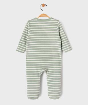 Pyjama en velours à rayures avec message brodé bébé garçon vue3 - GEMO 4G BEBE - GEMO