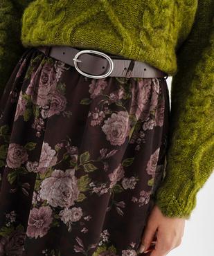 Jupe longue en voile fleurie avec ceinture femme vue2 - GEMO 4G FEMME - GEMO