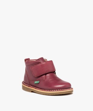 Boots bébé fille en cuir avec col à paillettes et scratch - Kickers vue2 - KICKERS - GEMO