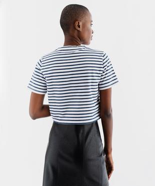 Tee-shirt manches courtes crop top rayé femme vue3 - GEMO 4G FEMME - GEMO