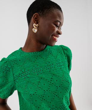 Tee-shirt à manches courtes en maille ajourée femme vue2 - GEMO 4G FEMME - GEMO