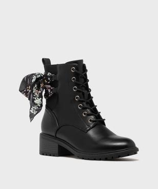 Boots à lacets et zip avec foulard sur la tige femme - Emilia Rosa vue2 - EMILIA ROSA - GEMO
