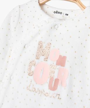 Pyjama en velours avec touches pailletées bébé fille vue2 - GEMO 4G BEBE - GEMO