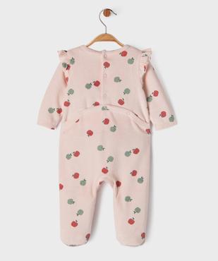 Pyjama en velours à motifs pommes et volants aux épaules bébé vue4 - GEMO 4G BEBE - GEMO