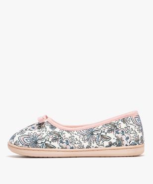 Chaussons forme ballerine en toile à motifs fleuris femme vue3 - GEMO 4G FEMME - GEMO