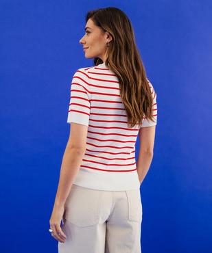 Pull manches courtes à rayures femme vue3 - GEMO 4G FEMME - GEMO