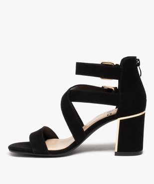 Sandales femme à talon en suédine unie et détails métallisés vue3 - GEMO(URBAIN) - GEMO
