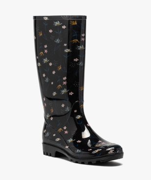 Bottes de pluie femme à imprimé fleuri et semelle crantée vue2 - GEMO (EQUIPT) - GEMO