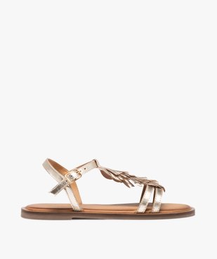 Sandales fille dessus cuir à franges métallisées – Tanéo vue1 - TANEO - GEMO