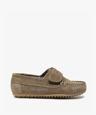 Mocassins garçon à scratch dessus cuir retourné uni vue1 - GEMO (ENFANT) - GEMO